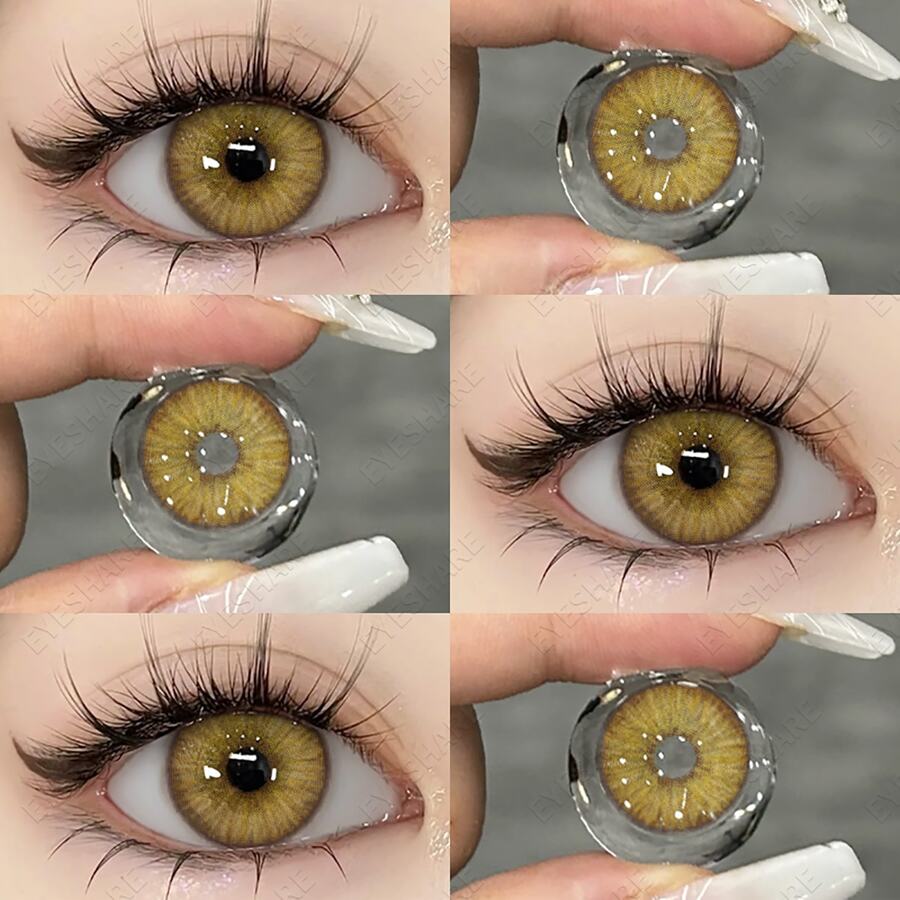 Eyeshare 1副彩色隐形眼镜,产自爱沙尼亚,14.5毫米,适合佩戴1年,非常适合万圣节角色扮演 - 棕色 - 查看 1
