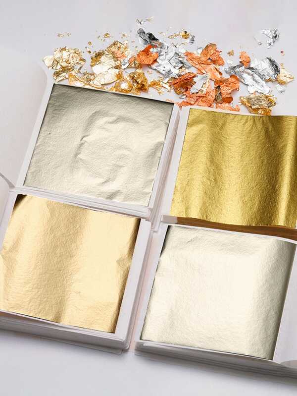 100 Stücke golden Blatt Imitation Papier Blätter für DIY , Epoxidharz , Silikon Formen , Schmuckherstellung , Füllung , Dekoration , Kunsthandwerk Werkzeug