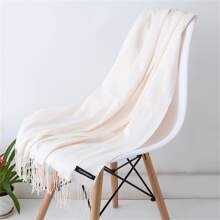 1 件 190*70cm 户外经典纯色防风披肩 男女皆宜 120g 轻薄 适合空调房保暖毯 超大围巾 冬季秋季 - 白色 - 查看 2