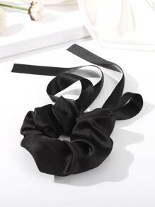 1pc Satin Pleated Hairband With Braid Design, Suitable For Daily Wear - Black - View 3