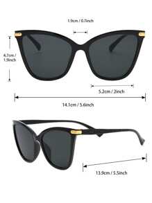 5pcs/Set Large Frame Black Glasses Sets, Suitable For Women's Daily, Back To School, Summer Vacation, Beach Vacation, Can Be Used As Clothing Accessories, Beach Glasses, Also Suitable For Summer Beach Vacation, Outdoor Travel And Other Occasions - 灰色 - 查看 6