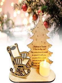 1 pezzo Addobbo natalizio a candela commemorativo per ricordare i propri cari, Buon Natale in Paradiso, porta candele di memoria a lume di Natale, decorazione con portacandele in legno fai da te per albero di Natale e casa, per feste(senza candela inclusa) - Castano - Visualizzare 2