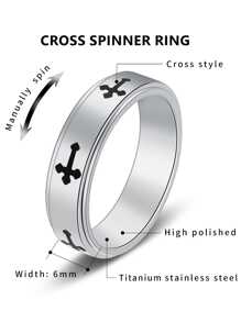 Classical Simple Plain Fidget Ring Anxiety Rings For Men Women,stainless Steel Silver Cross Wedding Band,spinner Ring Stress Relieving 6mm Ring For Anxiety, Silver Size 6 To 10 - Silver - View 5