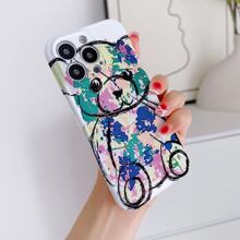 1 قطعة جراب هاتف بتصميم دب كرتوني متوافق مع Iphone X / Xs / Xr / Xs Max / 11/12/13/14 / Pro / Pro Max / Plus / Mini - الأرجواني - مشاهدة 1