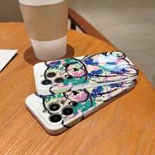 1 قطعة جراب هاتف بتصميم دب كرتوني متوافق مع Iphone X / Xs / Xr / Xs Max / 11/12/13/14 / Pro / Pro Max / Plus / Mini - الأرجواني - مشاهدة 5