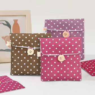 1入組衛生巾收納,大容量織物可愛波卡圓點零錢包