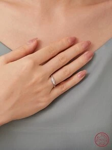 Personalised Design Jewelry Asymmetric Chunky Rings 925 Sterling Silver Jewelry Textured Rings Fine Jewelry Cubic Zirconia Gemstone Rings For Women - Silver - View 2