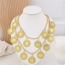 1 Miếng Cô dâu Huy hiệu tiền xu) Dây chuyền Hai lớp Thiết kế Màu vàng Hợp kim kẽm Tinh tế Khắc Huy hiệu Vật rủ xuống Đối với Truyền thống Lễ hội , Lễ cưới , Buổi tiệc Dịp Hoàng gia - Vàng - Xem 5