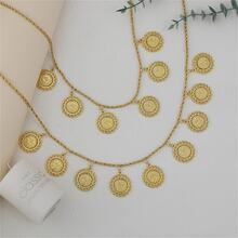 1 Miếng Cô dâu Huy hiệu tiền xu) Dây chuyền Hai lớp Thiết kế Màu vàng Hợp kim kẽm Tinh tế Khắc Huy hiệu Vật rủ xuống Đối với Truyền thống Lễ hội , Lễ cưới , Buổi tiệc Dịp Hoàng gia - Vàng - Xem 6