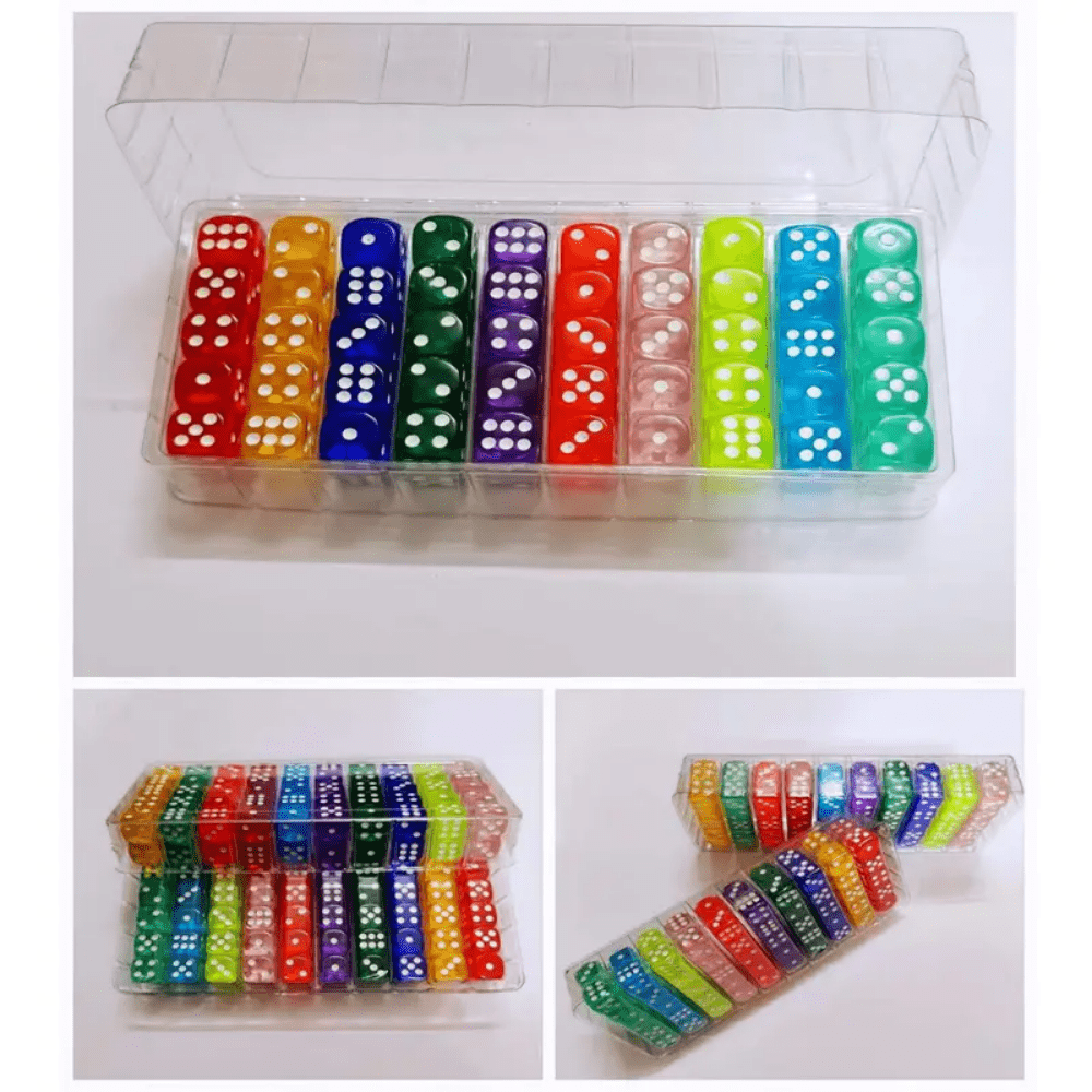 100 Acryl-Würfel 12mm Bunt - 10 Farben Für Brettspiele & Mathe-Lernen
