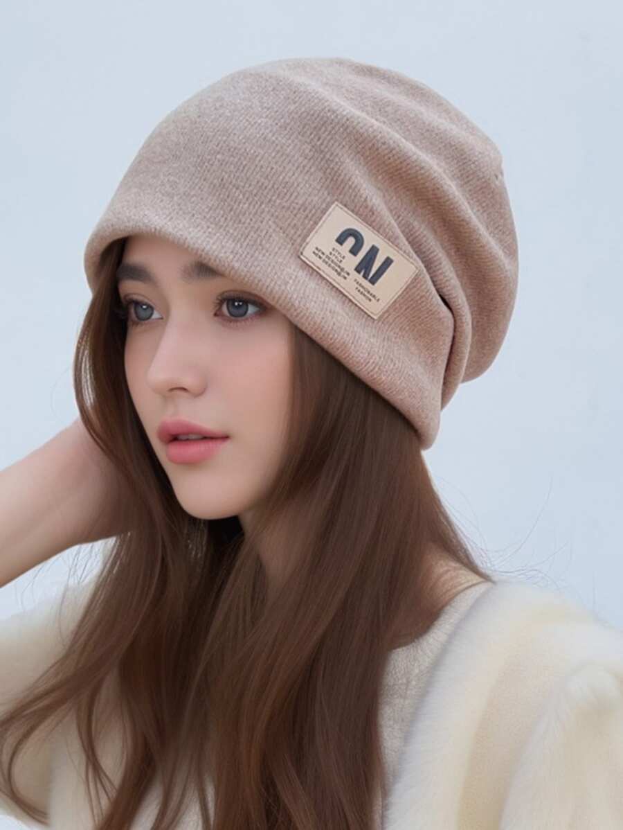 1入組鬆垮的毛線帽,嘻哈風格柔軟輕量級運動帽,成人侏儒帽化療帽男女適用堆疊帽休閒帽 - 卡其色 - 查看 1