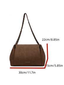 1pc High-End Fashionable Versatile Retro Large Capacity Chain Crossbody Bag, Suitable For Women's Daily Commute - Khaki - View 3