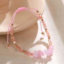 1條多彩天然水晶串珠手鍊,可調節大小的情侶手鍊,友誼禮物,在返校季節適合女性日常佩戴