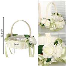 1 Pieza Canasta De Flores Beige Para Bodas Y Fiestas, Decoración Para Ceremonias De Bodas - Beis - Ver 2