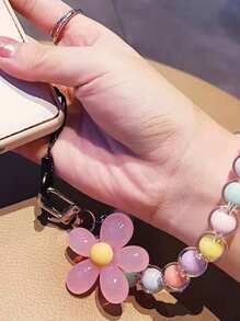 Blue Korean Style Beaded Flower Decoration Phone Lanyard Hand Strap Bag Accessory Keychain Bag Accessories Gift Gift Accessories Decor For Teen Girls Women College Students Rookies & White-Collar Workers Key Chain Charms Key Lanyard Wristlet Keychain