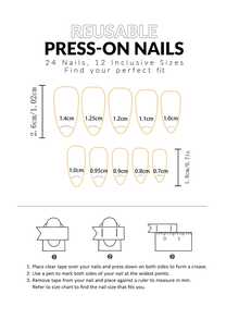 12 种尺寸，24 片可重复使用的不透明胶水美甲贴，包含美甲胶水，猫眼红色图案，附赠 1 个果冻指甲锉（颜色随机） - 紅色 - 查看 6