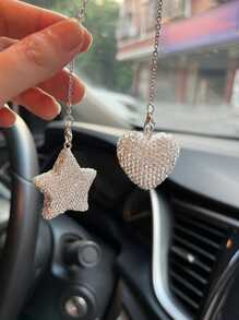 1入白色鑽石心形&星形汽車掛件 - 白色 - 查看 5