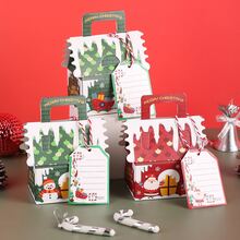 6pcs Christmas Gingerbread House Candy Snack Box, Gift Packaging Cardboard Box With Tags And Twine - Multicolor - View 2