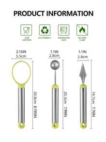 3入組不鏽鋼水果和蔬菜雕刻工具套裝 - 綠色 - 查看 10