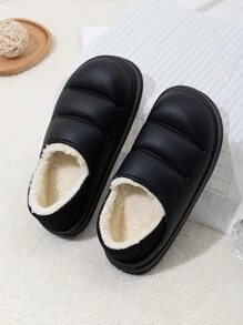 Tối giản Có màu sắc Của phụ nữ Không thấm nước & Chống trượt Trong nhà Dép đi trong nhà Với Dày Đáy Và Coverage hoàn toàn Đối với Mùa Thu /đông - màu đen - Xem 2