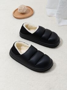 Tối giản Có màu sắc Của phụ nữ Không thấm nước & Chống trượt Trong nhà Dép đi trong nhà Với Dày Đáy Và Coverage hoàn toàn Đối với Mùa Thu /đông - màu đen - Xem 1