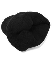 1 件女士时尚布鲁克林字母印花针织帽，细节精致，百搭冬秋款 - 黑色 - 查看 4