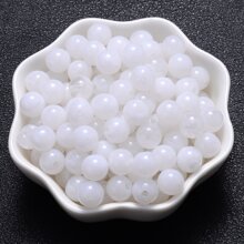 100pcs/Set 8mm Gradient Acrylic Beads Round Cat's Eye Loose Spacer Beads For Jewelry Making Diy Handmade Bracelet Necklace Accessories - White - View 19