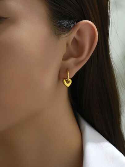 1 Pair Of Fashion Love Stainless Steel Earrings For Women Commuting High-End Design Earrings