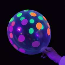 20pcs/set 12 Inch Uv Neon Light Latex Balloons With Star, Heart, Dot, Fluorescent, Illuminating And Helium Design Party Decoration - Multicolor - View 6