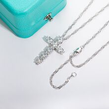 ANU JEWEL AnuJewel 4MM直徑2.1克拉D色莫桑石吊墜項鏈，925純銀18K鍍金定制婚禮婚戒珠寶，鑽石鑲嵌項鏈 - 白色 - 查看 7