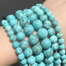 1 Fio Pedra Natural Turquesa Miçangas Redondo Solto Spacer Miçangas Para Fabricação De Joias Diy Miçangas Para Pulseiras Colar Para Mulheres Acessórios