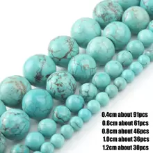 1 Fio Pedra Natural Turquesa Miçangas Redondo Solto Spacer Miçangas Para Fabricação De Joias Diy Miçangas Para Pulseiras Colar Para Mulheres Acessórios
