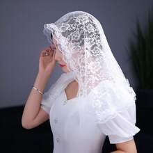 1pc Bridal Wedding Lace Veil, Short Floral Shawl, Simple Style Bride Face Veil