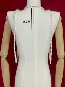 1pc Women Faux Pearl Decor Romantic Wedding Jacket For Wedding Fall Clothes For Women - White - View 6