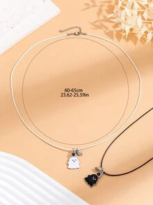 ATLVXJL Bộ 2 chiếc vòng cổ mặt dây chuyền hình trái tim hoạt hình dễ thương dành cho cặp đôi, có hạt phát sáng bên trong, dây da PU, quà tặng ngày Valentine. - Nhiều màu - Xem 9