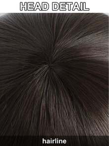 10英寸直黑色蘑菇頭短髮黑/暗棕色碗形剪影搞笑書呆子假髮,合成無粘合熱阻纖維高密度男性cosplay假髮,含助劑一個,適用於學校萬聖節聖誕節裝扮 - Dark Brown - 查看 6