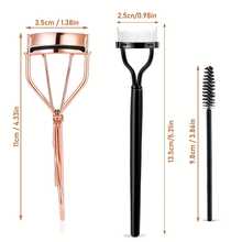 睫毛夾和刷子套裝:1 件不銹鋼捲發器、1 件睫毛梳、1 件睫毛刷、10 件矽膠墊、帶碳鋼睫毛夾和假睫毛輔助工具、眼部美容化妝配件 - 彩色 - 查看 5