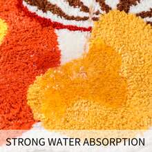 毛绒可爱蘑菇女孩浴室垫，防滑柔软橙色不对称形状吸水厕所地垫，入口垫 - 橘色 - 查看 7