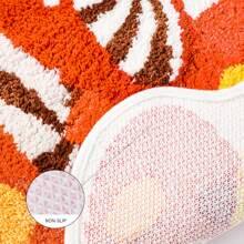 毛绒可爱蘑菇女孩浴室垫，防滑柔软橙色不对称形状吸水厕所地垫，入口垫 - 橘色 - 查看 9