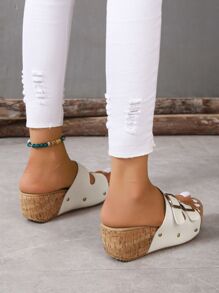 Women's New Casual Double Buckle Classic Vacation Style Waterproof Platform Thick Bottom Wedge Sandals