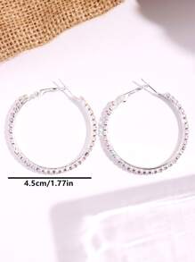 1 par color plata con diamante de imitación & láser Pendientes para de mujeres Bisutería