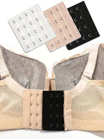 3入組/套女性彈性可調節胸罩延長器帶鉤和眼睛閉合