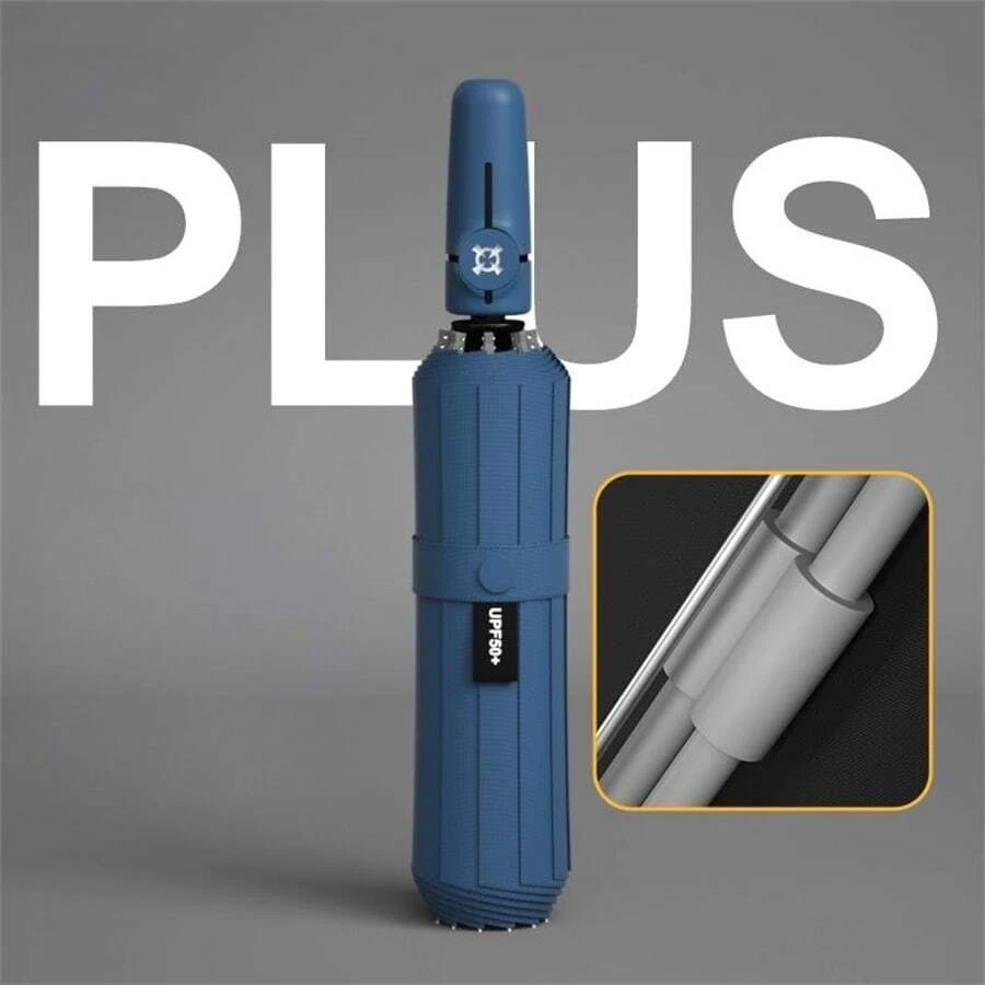 1入藍色全自動雙層雙骨40骨超強折疊傘,超大三人傘防曬防uv降溫,適用於雨天和晴天 - 藍色 - 查看 1