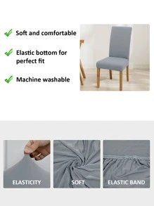 4 pièces/6 pièces/8 pièces/10 pièces Housse de chaise extensible de couleur unie, housse de chaise en fibre de polyester amovible de style moderne, convient pour le salon, la salle à manger, la chambre à coucher, usage domestique, toutes les saisons