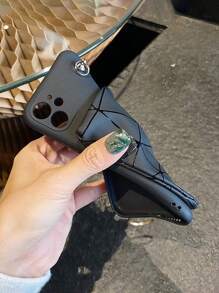 苹果 iPhone 16 带手机吊饰几何图案手机壳带挂绳兼容 iPhone15/15Plus/15Pro/15Promax - 黑色 - 查看 7