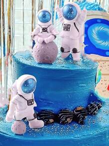 3入組太空人蛋糕裝飾,適用於男孩生日派對、烘焙和節日裝飾 - 藍色 - 查看 1