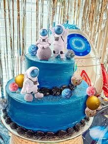 3入組太空人蛋糕裝飾,適用於男孩生日派對、烘焙和節日裝飾 - 藍色 - 查看 4