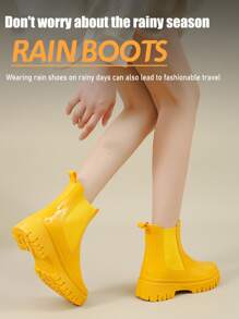 Botas De Lluvia Amarillas De Moda - Amarillo - Ver 2