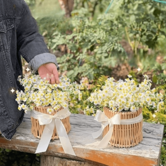 6入組小菊花人造花(每茎10朵,不含花瓶),歐式晚餐桌菊花假花家居裝飾,黃色洋甘菊花