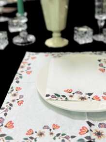 20入組花卉葉子蝴蝶印花派對餐巾,適用於婚禮花園生日裝飾,餐廳和甜點店,13x13英寸